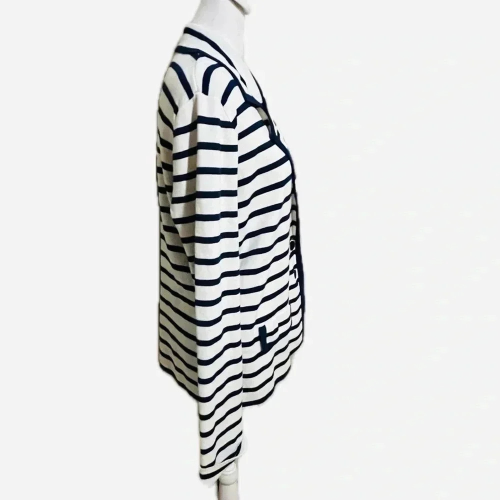 Neiman Marcus blue and white striped blazer - large - Picture 4 of 13